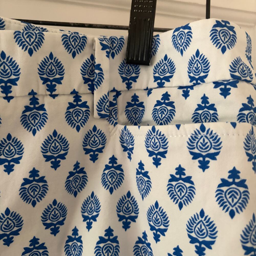 Talbots Perfect Skimmer Pants Size 10 Blue White Cotton - Picture 10 of 11